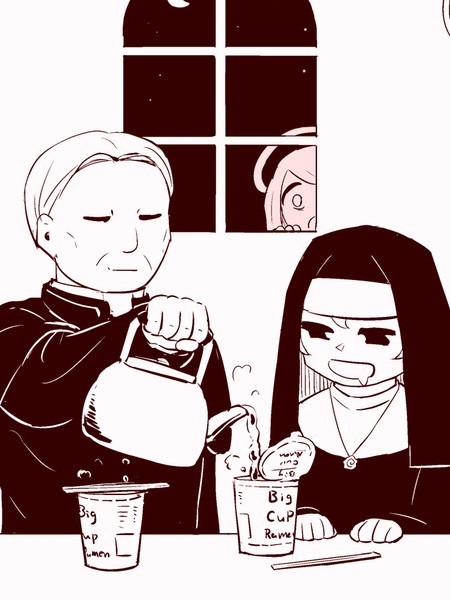 神父和修女与天使